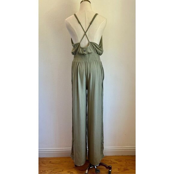 PrAna Fernie Wide Leg Jumpsuit Sweet Agave Green Size M NWT Lightweight - Picture 12 of 16